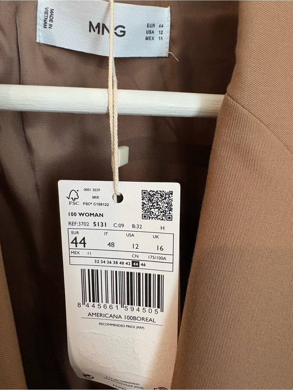 Mango Women’s Camel Single-Button Blazer - size 12 - Picture 2 of 4